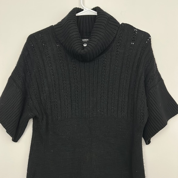 Alfani Black Knit Cowlneck Sweater Womens Sz P/S Wool Blend Short Sleeve - Picture 2 of 6